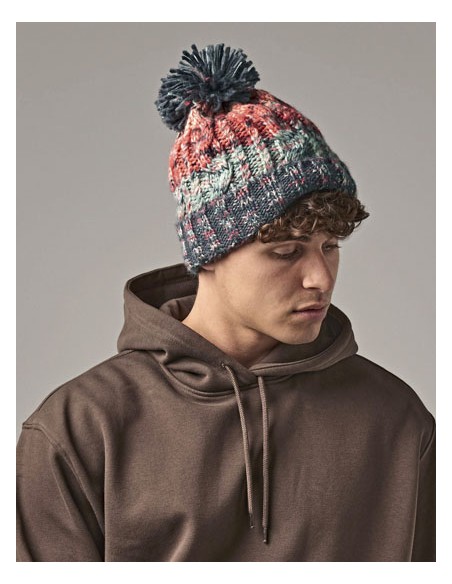 BEE-B486-Corkscrew Pom Pom Beanie 2